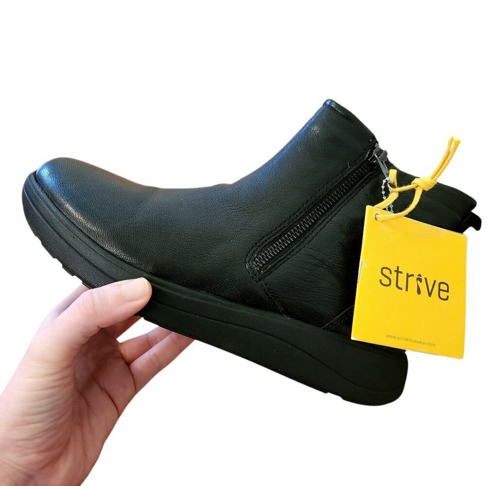 NWT Strive Bamford II Black Leather Double Zip Comfort Walking Ankle Boots Sz. 7 - Picture 4 of 7